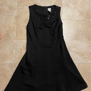 Chico's Black Sleeveless A-Line Dress with Beaded Neckline